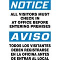 Accuform All Visitors Must Check In At Office Bilingual Warning Sign 219134-14X10A